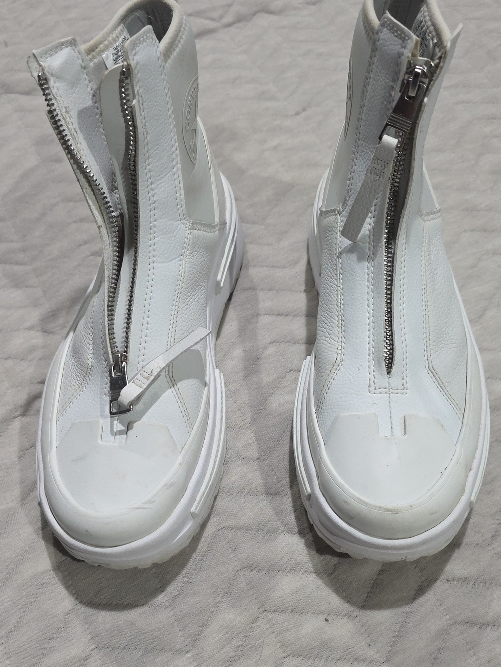 Converse White Front-Zip Platform Combat Boots